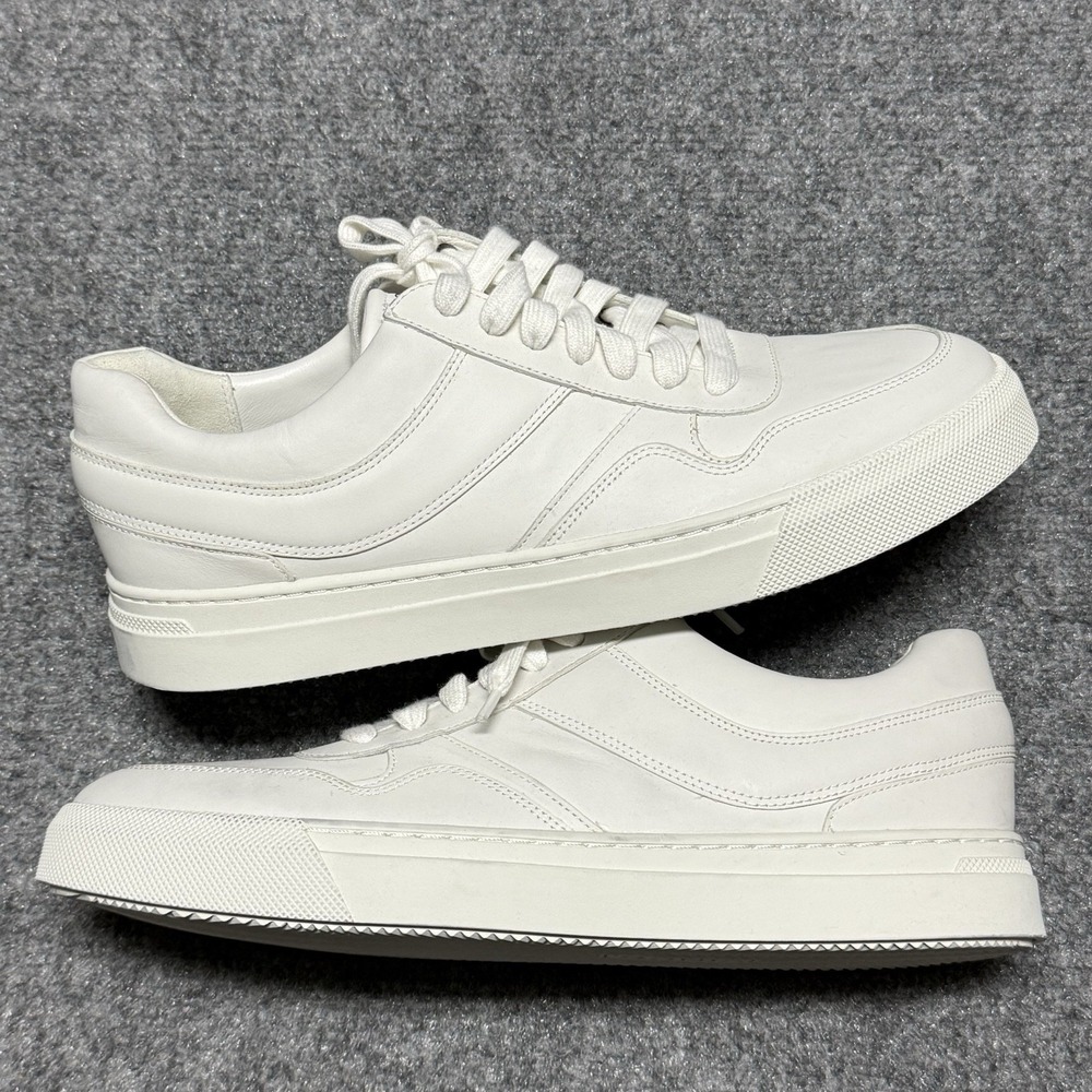VINCE Sneakers Mens 12 46 All White Warren Retro Lace Up Casual Shoes NEW - Picture 2 of 11